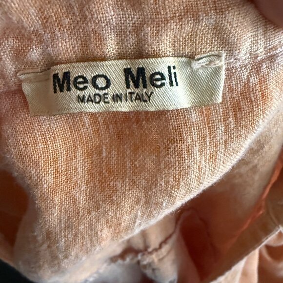 Meo Meli Womens Loose Fit Peach Linen Tunic Dress Made In Italy - Picture 4 of 5